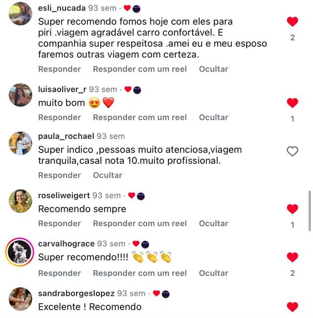 Avaliação de cliente no Instagram