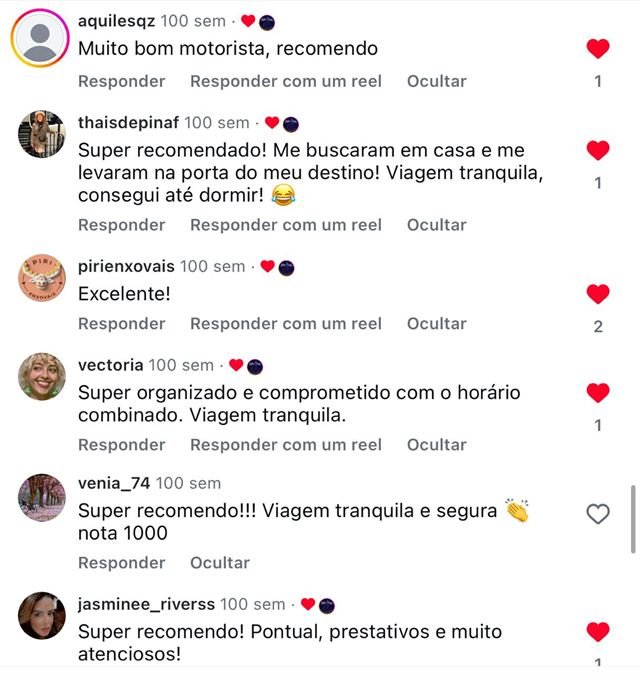 Avaliação de cliente no Instagram