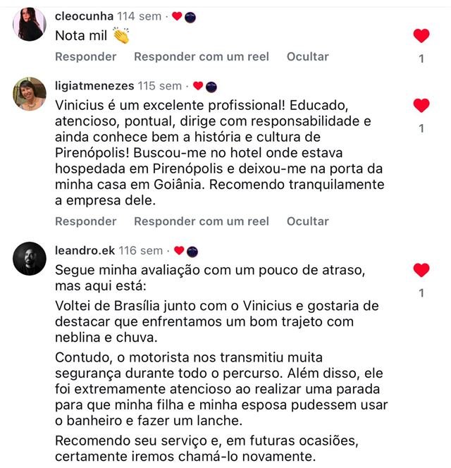 Avaliação de cliente no Instagram
