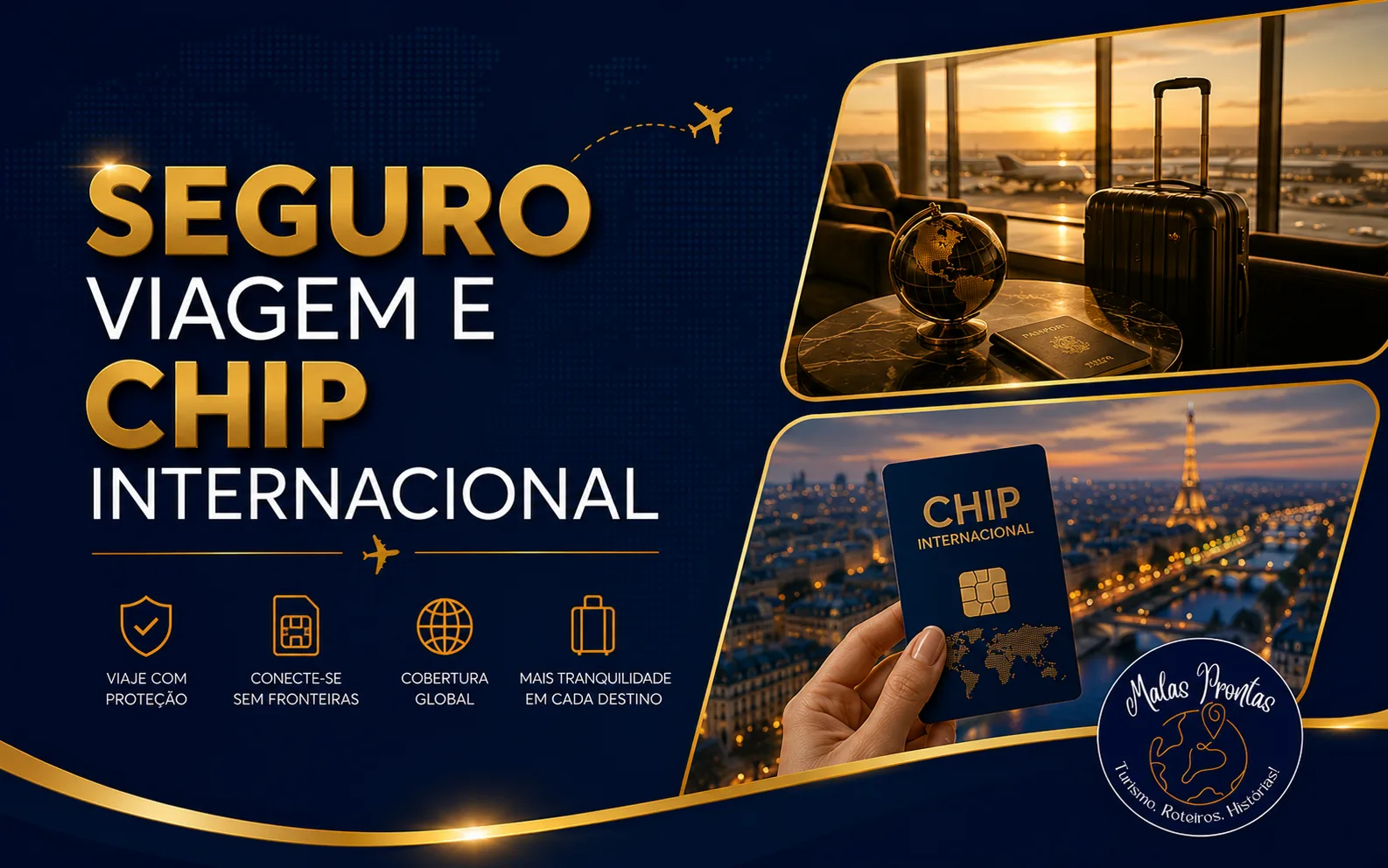 Seguro viagem e chip internacional